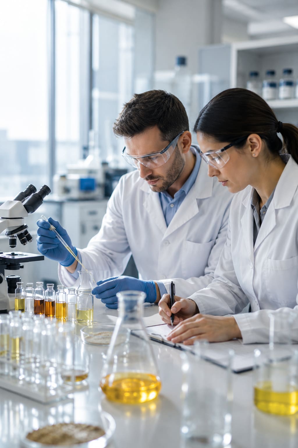 Bionathealth technicians analyzing customer samples in the laboratory